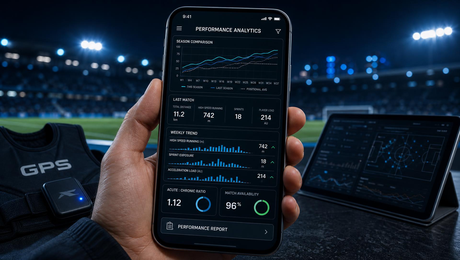 SCIENPRO athlete platform shown on a phone in a performance analysis context